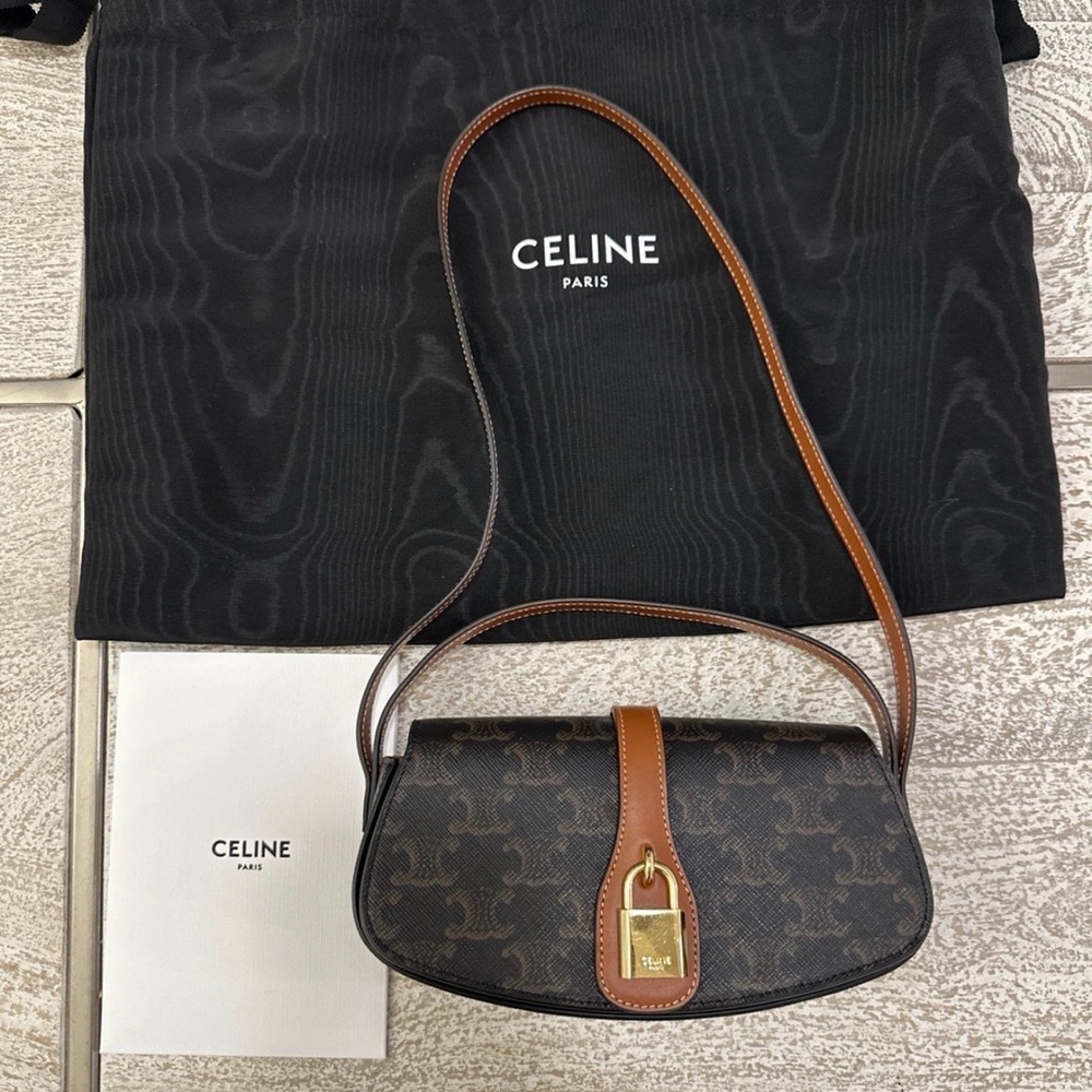 Celine Black and Brown Shoulder Bag